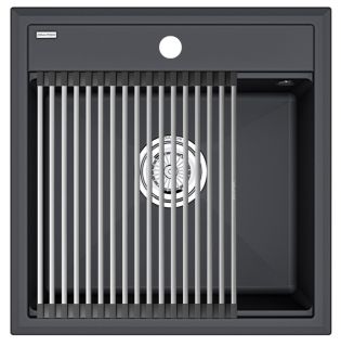 Комплект Paulmark: мойка Stepia 50 и ролл-мат Step PM115051-AN+R375-BS антрацит/брашированная нержавеющая сталь